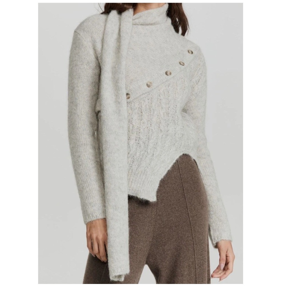 Andersson Bell "Greta" Scarf Neck Knit Top –‎ NWT (Grey/Ragdoll) Size Medium